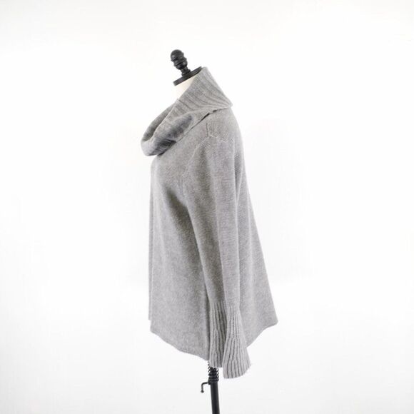 Saks Fifth‎ Avenue Gray Cowl Rolled Neck Large Flutter Sleeve Sweater Pullover - Picture 4 of 8